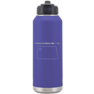 Laser etched purple 32 oz vacuum insulated water bottle with 'North Dakota Heart' design