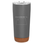 Laser etched storm gray 20 oz vacuum insulated tumbler with 'North Dakota Heart' design