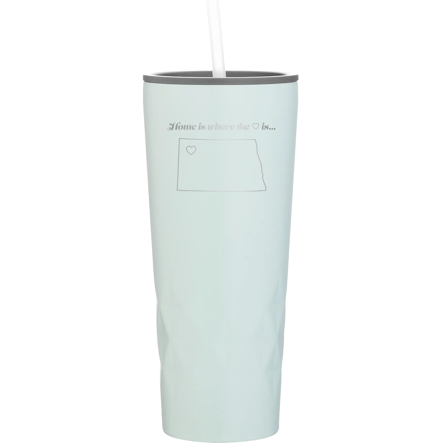 Laser etched meadow 20 oz vacuum insulated tumbler with 'North Dakota Heart' design