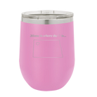 Laser etched light purple 12 oz vacuum insulated wine cup with 'North Dakota Heart' design