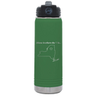 Laser etched green 20 oz vacuum insulated water bottle with 'New York Heart' design