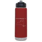 Laser etched maroon 20 oz vacuum insulated water bottle with 'New York Heart' design