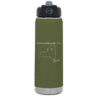 Laser etched olive green 20 oz vacuum insulated water bottle with 'New York Heart' design