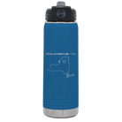 Laser etched royal blue 20 oz vacuum insulated water bottle with 'New York Heart' design