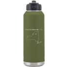 Laser etched olive green 32 oz vacuum insulated water bottle with 'New York Heart' design