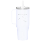 Laser etched white 40 oz vacuum insulated tumbler mug with 'New York Heart' design