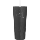 Laser etched black 20 oz vacuum insulated tumbler with 'New York Heart' design
