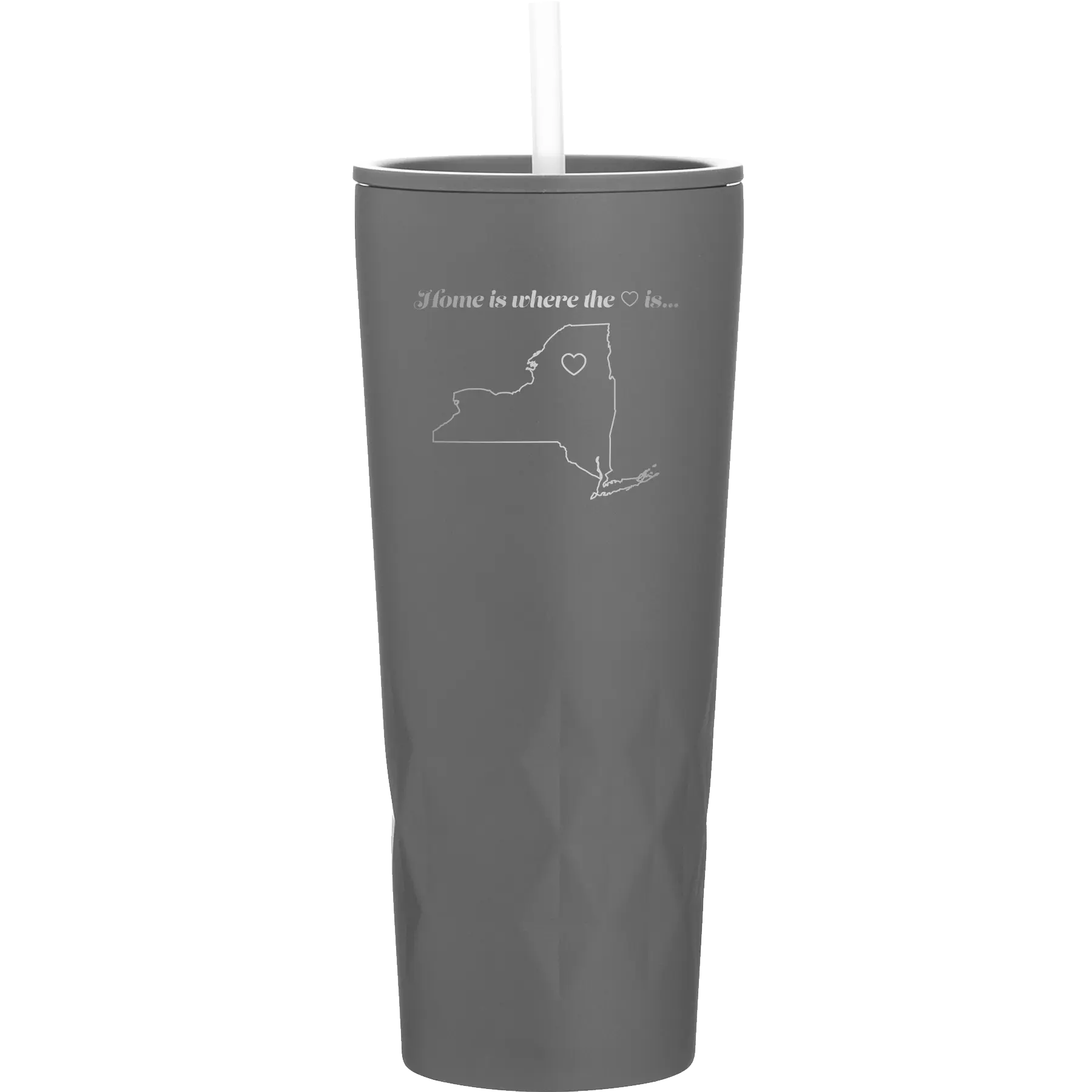 Laser etched slate 20 oz vacuum insulated tumbler with 'New York Heart' design