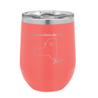 Laser etched coral 12 oz vacuum insulated wine cup with 'New York Heart' design