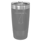 Laser etched dark gray 20 oz vacuum insulated tumbler with 'New Hampshire Heart' design