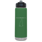 Laser etched green 20 oz vacuum insulated water bottle with 'New Hampshire Heart' design