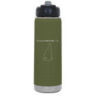 Laser etched olive green 20 oz vacuum insulated water bottle with 'New Hampshire Heart' design
