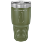 Laser etched olive green 30 oz vacuum insulated tumbler with 'New Hampshire Heart' design