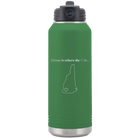 Laser etched green 32 oz vacuum insulated water bottle with 'New Hampshire Heart' design