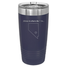 Laser etched navy 20 oz vacuum insulated tumbler with 'Nevada Heart' design