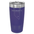Laser etched purple 20 oz vacuum insulated tumbler with 'Nevada Heart' design