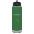 Laser etched green 20 oz vacuum insulated water bottle with 'Nevada Heart' design