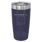 Laser etched navy 20 oz vacuum insulated tumbler with 'New Mexico Heart' design