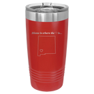 Laser etched red 20 oz vacuum insulated tumbler with 'New Mexico Heart' design