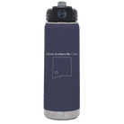 Laser etched navy 20 oz vacuum insulated water bottle with 'New Mexico Heart' design