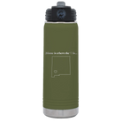 Laser etched olive green 20 oz vacuum insulated water bottle with 'New Mexico Heart' design