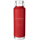 Laser etched red 24 oz vacuum insulated water bottle with 'New Mexico Heart' design