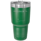 Laser etched green 30 oz vacuum insulated tumbler with 'New Mexico Heart' design