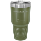Laser etched olive green 30 oz vacuum insulated tumbler with 'New Mexico Heart' design