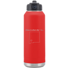 Laser etched red 32 oz vacuum insulated water bottle with 'New Mexico Heart' design