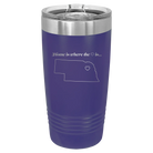 Laser etched purple 20 oz vacuum insulated tumbler with 'Nebraska Heart' design