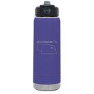 Laser etched purple 20 oz vacuum insulated water bottle with 'Nebraska Heart' design