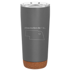 Laser etched storm gray 20 oz vacuum insulated tumbler with 'Nebraska Heart' design