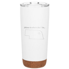 Laser etched white 20 oz vacuum insulated tumbler with 'Nebraska Heart' design