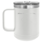 Laser etched white 15 oz vacuum insulated coffee mug with 'Washington DC Heart' design
