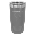 Laser etched dark gray 20 oz vacuum insulated tumbler with 'Washington DC Heart' design