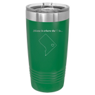 Laser etched green 20 oz vacuum insulated tumbler with 'Washington DC Heart' design