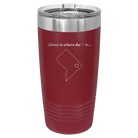 Laser etched maroon 20 oz vacuum insulated tumbler with 'Washington DC Heart' design