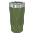 Laser etched olive green 20 oz vacuum insulated tumbler with 'Washington DC Heart' design