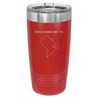 Laser etched red 20 oz vacuum insulated tumbler with 'Washington DC Heart' design
