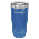 Laser etched royal blue 20 oz vacuum insulated tumbler with 'Washington DC Heart' design