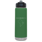 Laser etched green 20 oz vacuum insulated water bottle with 'Washington DC Heart' design