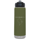 Laser etched olive green 20 oz vacuum insulated water bottle with 'Washington DC Heart' design