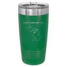 Laser etched green 20 oz vacuum insulated tumbler with 'Michigan Heart' design