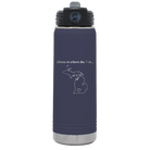 Laser etched navy 20 oz vacuum insulated water bottle with 'Michigan Heart' design