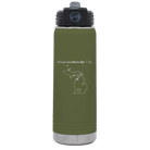 Laser etched olive green 20 oz vacuum insulated water bottle with 'Michigan Heart' design