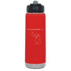 Laser etched red 20 oz vacuum insulated water bottle with 'Michigan Heart' design