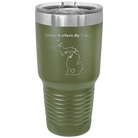 Laser etched olive green 30 oz vacuum insulated tumbler with 'Michigan Heart' design