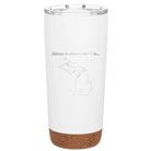 Laser etched white 20 oz vacuum insulated tumbler with 'Michigan Heart' design