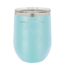 Laser etched light blue 12 oz vacuum insulated wine cup with 'Michigan Heart' design