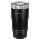 Laser etched black 20 oz vacuum insulated tumbler with 'Minnesota Heart' design